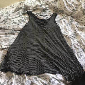 Striped cross-cross back dress